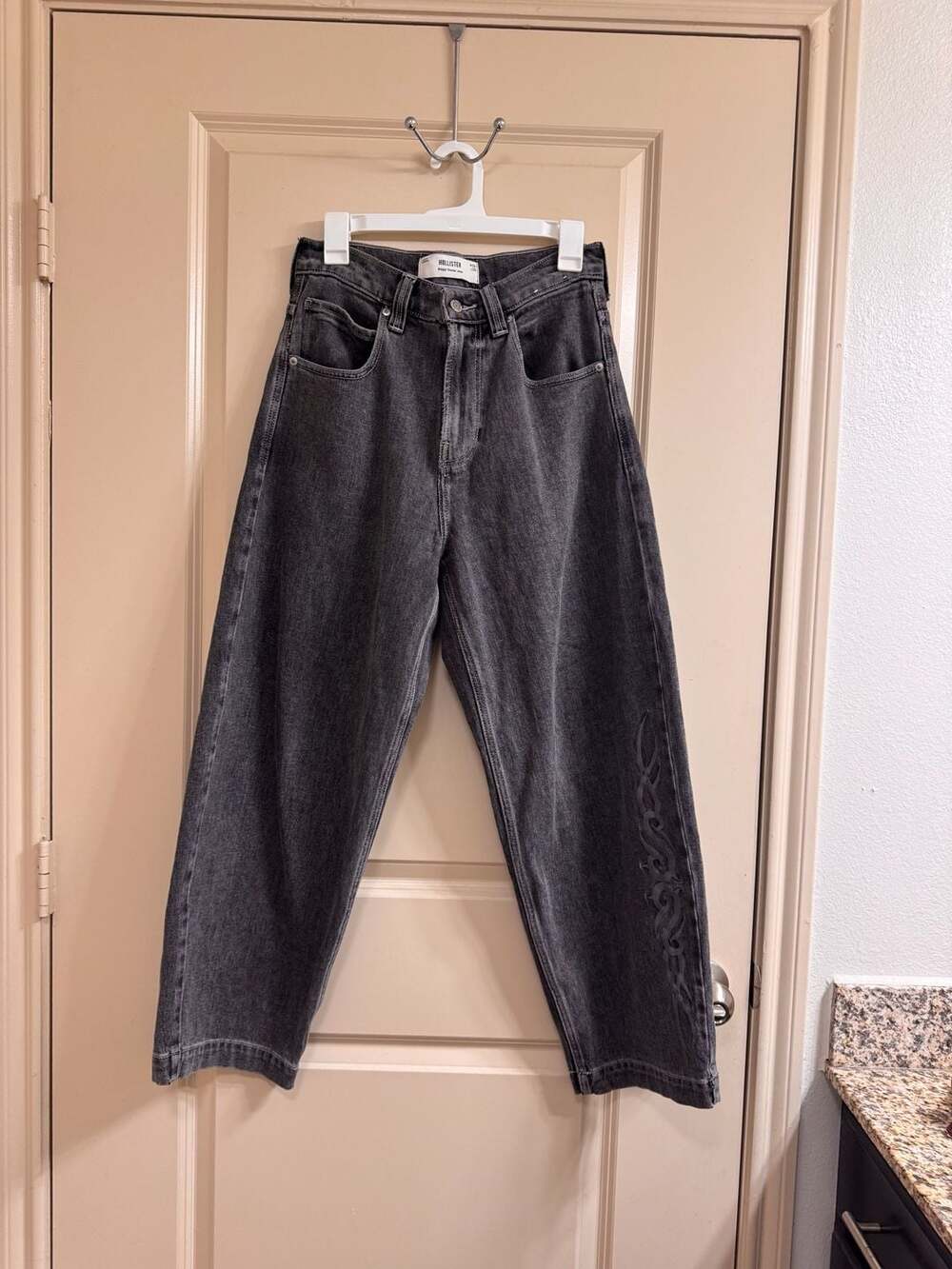 Hollister Baggy Skater Jean with Tribal Embroidery Detail